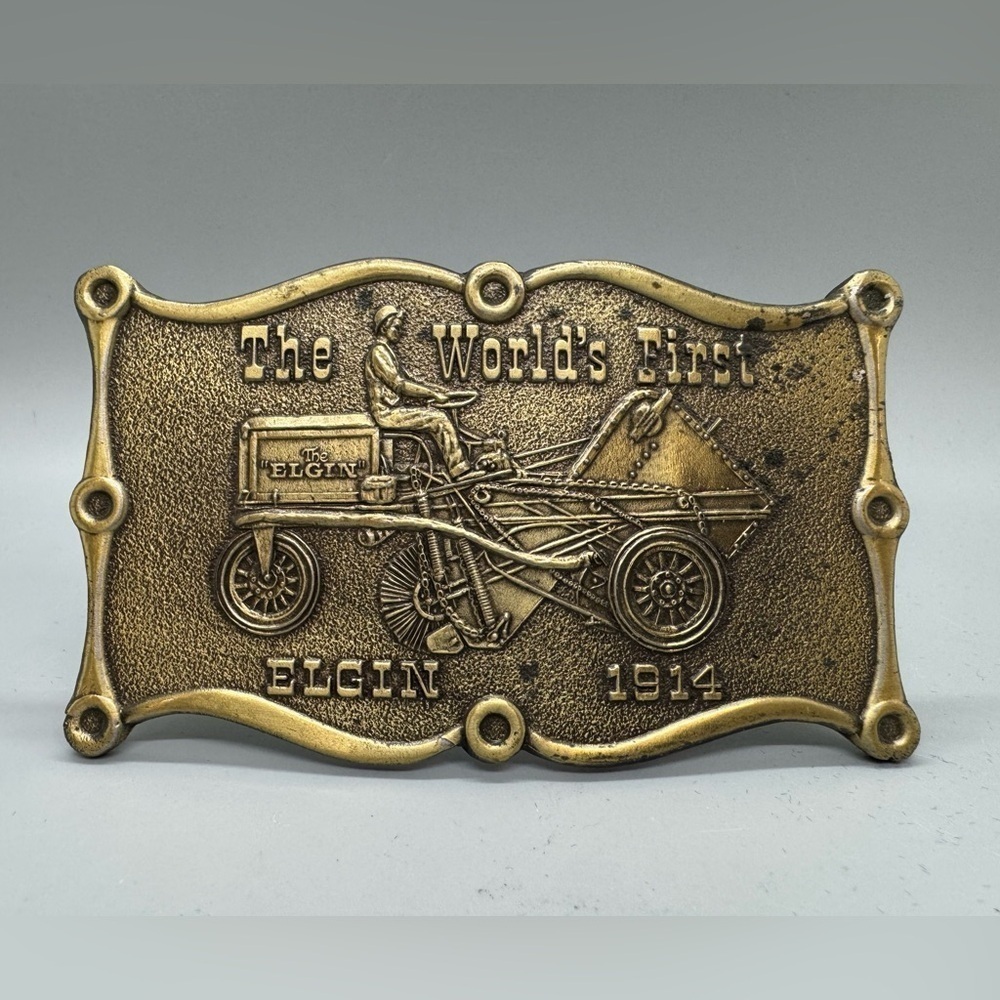 Vintage Elgin Cars Brass Belt Buckle